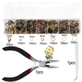 DIY jewelry making tool kit with pliers, tweezers and assorted metal jump rings set - Multicolor