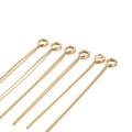 Golden stainless steel eye pins for DIY jewelry making with smooth metallic finish - 30MM / Eye Pins / 50 Pcs Bag / Gold