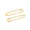 Detailed view of two gold kilt pins with 5 loops for DIY jewelry and brooch making - 5-Loop Style / 50mm (10 Pieces/Pack) / Gold