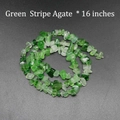 Macro shot of 16-inch natural green stripe agate chip beads for DIY jewelry making - Green Stripe Agate