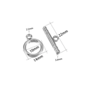 Makro-Detail des Edelstahl-Knebelverschlusses mit genauen Abmessungen und Metalloberfläche - Stahlstreifen