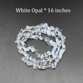 Macro detail of 16-inch strand natural irregular white opal stone chips for DIY jewelry - Opal/White Opal