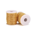 Detailed view of 18K gold plated jewelry chain wound on white plastic reels for DIY crafts - 1.5mm (5m/21g) / Gold