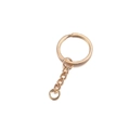 DIY golden alloy key ring with four-link chain and closed jump ring attachment - Single Ring With Chain / 25mm (10 Pieces/Pack) / Gold
