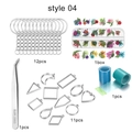 DIY resin jewelry kit with geometric metal frames, dried flowers, and crafting tools - Epoxy Frame Keychain Set (Style 04) / Silver