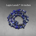 Close-up of 16-inch strand natural Lapis Lazuli chips beads for DIY jewelry making - Lapis Lazuli