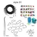 Macro detail of DIY resin kit with metal bezels, dried flowers, and cords for jewelry making - Epoxy Frame Wax Cord Set (Style 01) / Silver