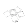 Close-up of 25mm silver square metal frames for DIY resin pendant necklace jewelry - 30Pcs Pack / Silver Square 25mm