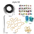DIY jewelry kit with resin bezels, leather cords, dried flowers, and tools for necklaces - Epoxy Frame Wax Cord Set (Style 02) / Gold