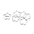 Detailed view of six 20mm silver star-shaped metal frames for DIY jewelry crafts - 30Pcs Pack / Silver Flower