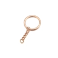Flat 28mm split key ring with short link chain in rose gold finish for DIY doll pendants - Single Ring With Chain / 30mm (10 Pieces/Pack) / Rose Gold
