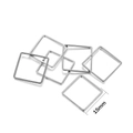 Macro detail of 15mm square silver metal frames for DIY UV resin jewelry making - 30Pcs Pack / White K Square 15mm