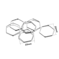 Detail view of 22x20mm hexagonal silver plated frames for DIY UV resin jewelry making - 30Pcs Pack / White K Hexagon