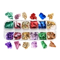 Set de copos de lámina metálica de 12 colores en caja de 12 rejillas para decoración de uñas - Doce colores