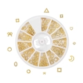 DIY gold metallic nail art charms kit with 12 mixed geometric shapes in a round wheel box - 5-10mm [12g] / Frame Motif Style