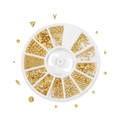 12-grid wheel box of gold metal nail art studs with stars beads and shell shapes - 5-10mm [12g] / 3D Motif Style