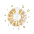 Golden ocean theme nail art charms set with starfish and shells in a rotating storage box - 5-10mm [12g] / Ocean Theme Style