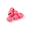 Close-up of pink glossy metal bells with top hanging loops for pet collars and DIY crafts - 21.5*18mm (6 Pieces/Pack, 16g) / Brick Red