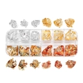 Set de 12 rejillas de copos de lámina metálica para decoración de uñas en oro y plata - Cuatro colores