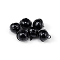 Set of six glossy black metal tiger bells with round ring for pet collars and DIY crafts - 21.5*18mm (6 Pieces/Pack, 16g) / Black