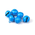 Set of six blue painted metal bells with hanging rings for DIY crafts and decor - 21.5*18mm (6 Pieces/Pack, 16g) / Lake Blue