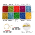 DIY sieradenset met 9000+ glaskraaltjes, gouden oorringen en 0,3 mm koperdraad pakket - Donkere Kleur