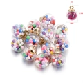 Detail showing 16mm glass ball pendants with colorful sequins and gold loop for DIY jewelry - 10 Pieces Pack / Mixed Small Beads