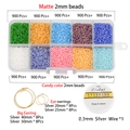 DIY jewelry making kit with 9000pcs 2mm glass beads, earring hoops and jewelry wire - Multicolor