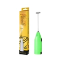 Grass green electric milk frother and mixer tool with yellow retail packaging - Green
