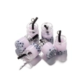 Set mit sechs Mini-Bubble-Tea-Anhängern mit rosa Harz, schwarzen Perlen und Silberringen - 10 Stück/Packung (AC1313) / Rosa