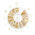Golden 12-slot nail art glitter kit with geometric hearts and stars for resin crafts - 5-10mm [12g] / Heart Motif Style