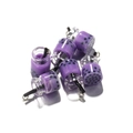 Makroansicht lila Bubble Tea Glasanhänger mit silbernen Ösen für DIY-Schmucksets - 10 Stück/Packung (AC1313) / Dunkellila