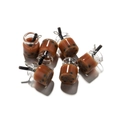 Dettaglio di sei ciondoli bubble tea in resina per portachiavi fai-da-te con anelli - 10 Pezzi/Confezione (AC1313) / Cioccolato