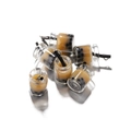 Dettaglio di 6 ciondoli mini bubble tea con perle nere per creazione gioielli fai-da-te - 10 Pezzi/Confezione (AC1313) / Marrone