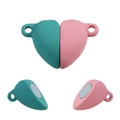 Macro detail of heart-shaped magnetic clasp in pink and teal for DIY jewelry - 5 Pieces / Blue Pink