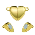 Detailed view of gold heart magnetic jewelry clasps for DIY couples bracelets craft - 5 Pieces / Gold