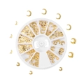 Golden crescent moon nail art glitters set in a 12-slot round storage case for DIY crafts - 5-10mm [12g] / Half Moon Motif Style