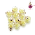 Pink star sequin glass ball pendant with gold metal clasp for DIY jewelry making - 10 Pieces Pack / Yellow Small Beads