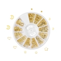 12-grid wheel box with golden alloy nail art charms in crescent, star, and heart shapes - 5-10mm [12g] / Moon and Heart Style