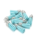 Γαλάζιο φουντάκι από σουέτ με ασημένιο καπάκι για χειροποίητα κοσμήματα DIY - 20 Τεμάχια/Συσκευασία (10x38mm) / Γαλάζιο