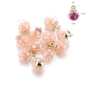 16mm round glass star pendant with champagne crystal beads and golden metal cap - 10 Pieces Pack / Orange Small Beads