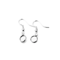 Silver stainless steel French ear hooks with round bezel tray settings for DIY jewelry - 6mm (10 Pieces Pack)