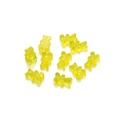 Close-up of ten yellow translucent resin bear charms with a smooth reflective finish - 10 Pieces Pack / Transparent Yellow