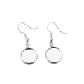 Silver stainless steel French hook earrings with round blank bezel trays for DIY jewelry - 10mm (10 Pieces/Pack)