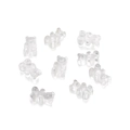Detailed view of eight semi-transparent resin gummy bear charms on a clean white surface - 10 Pieces Pack / Clear