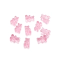 Detail shot of ten transparent pink resin gummy bear pendants for DIY jewelry making - 10 Pieces Pack / Transparent Pink