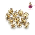16mm transparent glass ball pendant with gold star sequins and metal loop for DIY jewelry - 10 Pieces Pack / Gold Star