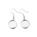 Pair of silver stainless steel earring hooks with flat round tray for DIY jewelry making - 14mm (10 Pieces/Pack)