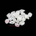 Dettaglio macro di petali di perle bianche 19x13mm per la creazione di gioielli fai-da-te - Petalo / 20 Pezzi/Confezione