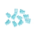 Macro view of ten transparent sky blue resin bear charms for DIY jewelry making - 10 Pieces Pack / Transparent Blue